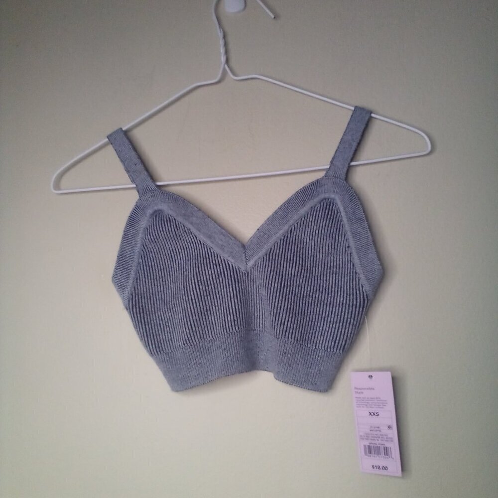 Wild Fable Cropped Tank Top Bralette XXS Women Ribbed Gray